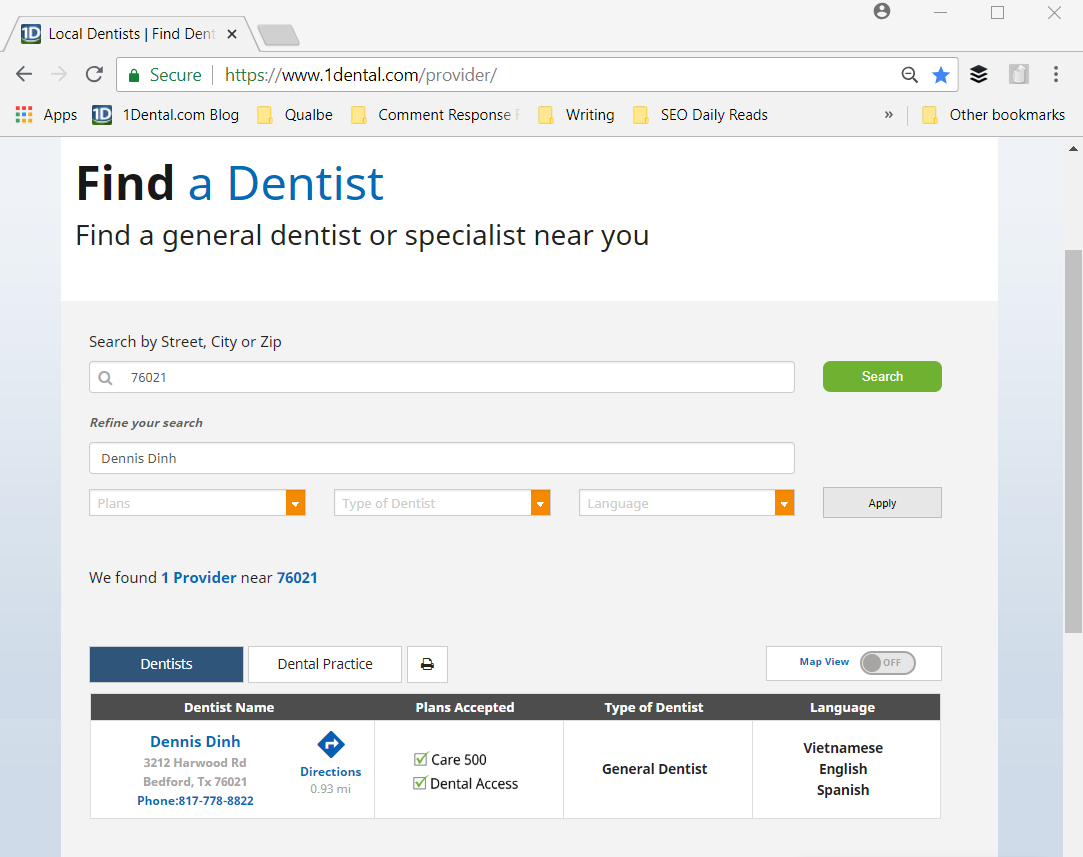 1Dental Dentist Search